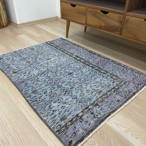 Blue Antique Washed Rug, 2'9 x 4'1 FT / 84 x 124 shops CM, Vintage Turkish Rug, Wool Area Rug, Living Room Rug, Oushak Rug, Boho Decor, 13261