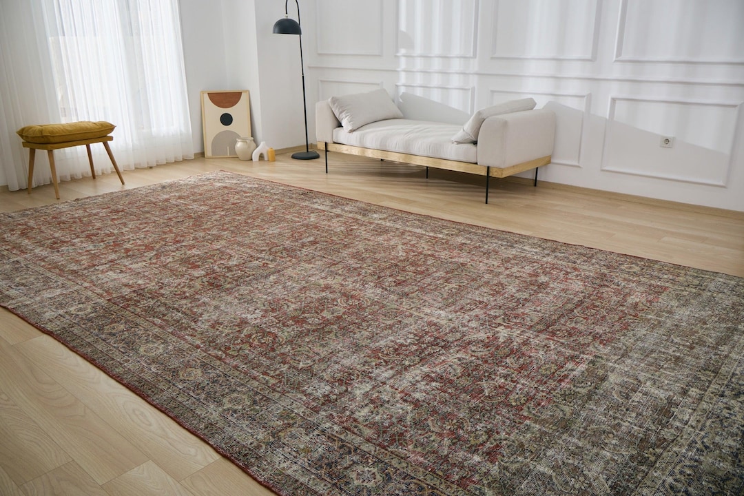 9x16 Vintage Area Rug - Vasudha | 9x16 Red Handwoven Wool Carpet for ...