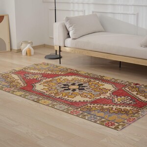 4x8 Turkish Anatolian Rug - Brittany | 4x8 Red Rug Handwoven Wool Carpet for Entryway | Small Area Rug | Antique Rug for Home Decor