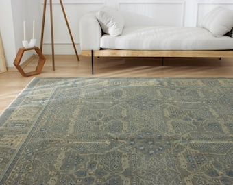 10x13 Turkish Oriental Rug - Jill | 10x13 Gray Hand-knotted Wool Carpet for Living Room | Oversized Area Rug | Antique Rug for Home Decor