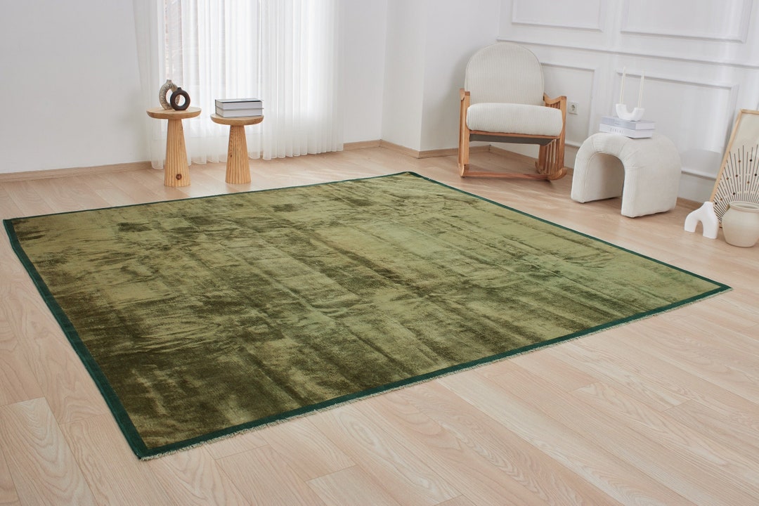 9x9 Vintage Nepal Rug Leanne 9x9 Green Rug Handwoven Wool Carpet for ...