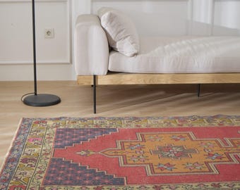 ブラウンペルシャウールラグ：ヴィンテージファームハウスインテリア