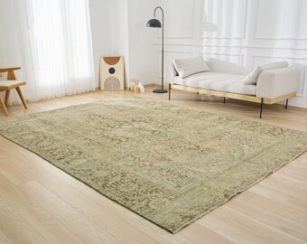 9x12 Vintage Persian Design Rug - Shian | 9x12 Orange Hand-Knotted Wool Rug for Living room | Extra Large Area Rug | Unique Rug