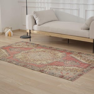 4x8 Turkish Anatolian Rug - Stella | 4x8 Red Rug Handmade Wool Carpet for Hallway | Small Area Rug | Antique Rug for Farmhouse Decor