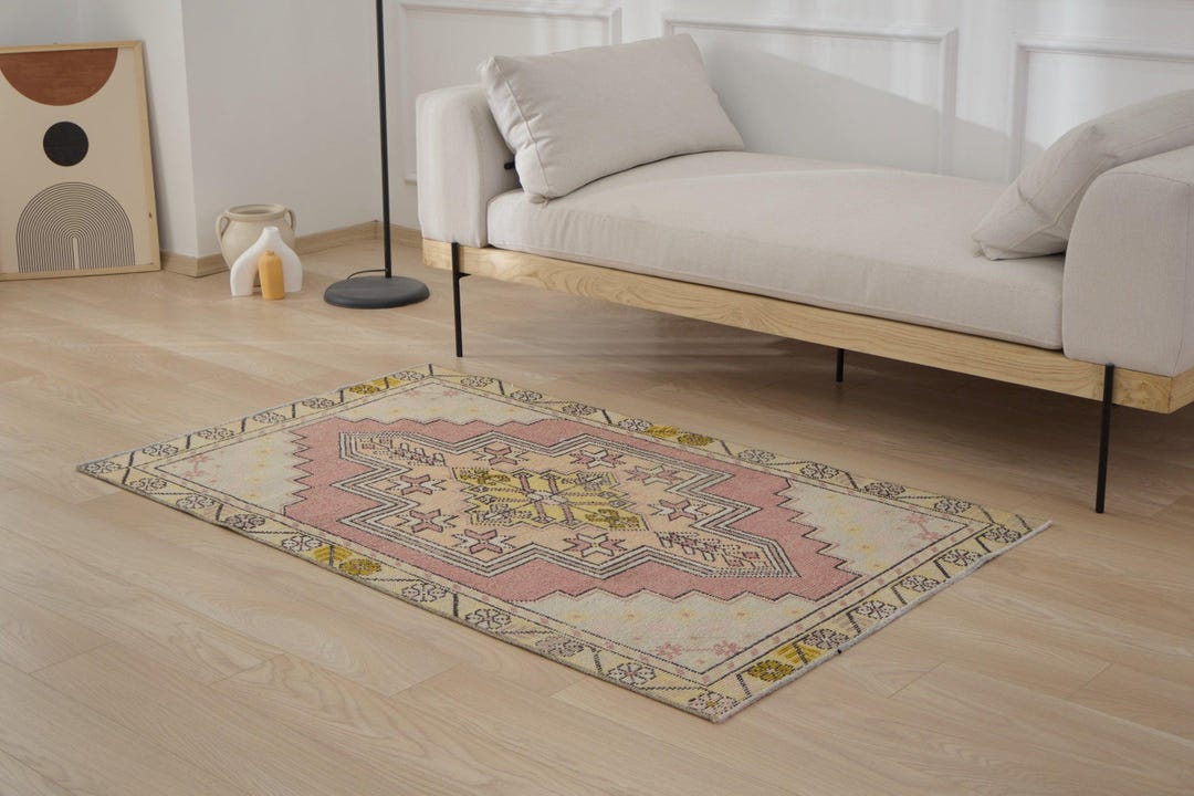 3x6 Turkish Anatolian Rug - Nancy | 3x6 Pink Rug Hand-knotted Wool ...