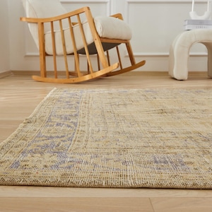 6x9 Vintage Turkish Rug - Murphy | 6x9 Beige Rug Handwoven Wool Carpet for Living Room | Large Area Rug | Antique Rug for Home Decor