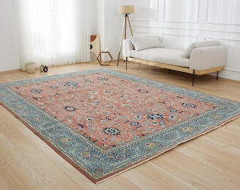 9x12 Turkish Oriental Rug - Kaysen | 9x12 Red Handwoven Wool Carpet for Living Room | Oversized Area Rug | Antique Rug for Farmhouse Decor