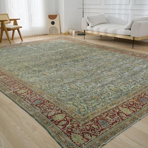 11x14 Vintage Area Rug - Vinaya | Handwoven Wool Carpet for Living Room | Oversized Area Rug | Antique Rug for Boho Decor
