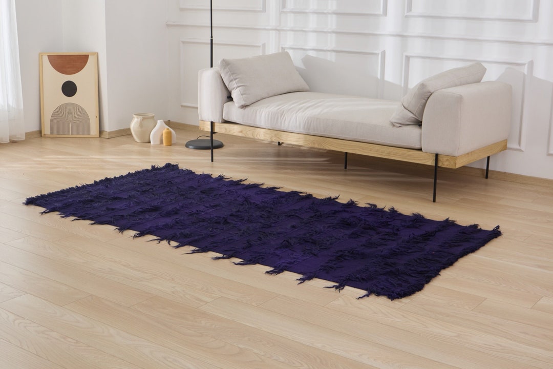 4x8 Vintage Turkish Rug Makena 4x8 Blue Rug Handmade Wool Carpet for Bathroom Small Area Rug ...