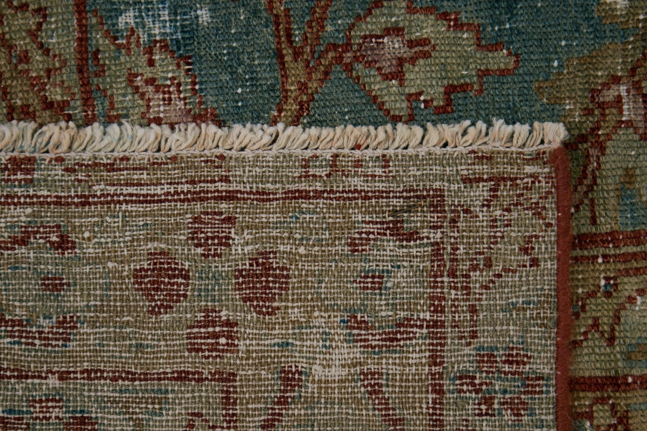 10x11インチのヴィンテージペルシャ絨毯：手織りブルーウール