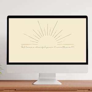 Minimalist Desktop Wallpaper | Sunshine Desktop Background | Bible Verse Computer Background | Christian Quote | 2 Corinthians 9:7