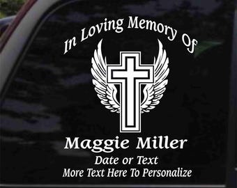 Memorial Cross with Wings version 3 Decal Sticker