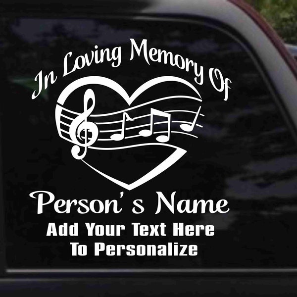 Memorial with Heart and Music Decal Sticker