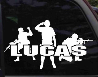Calcomanía personalizada con nombre militar
