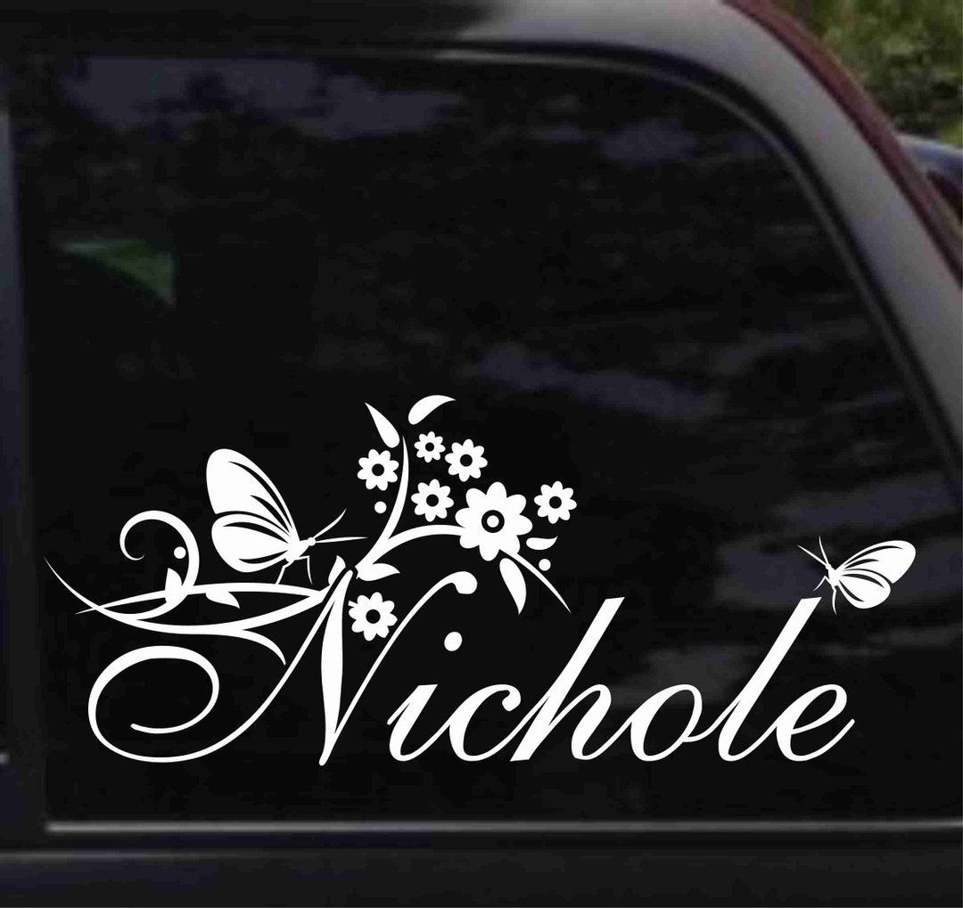Personalized Name With Butterflies and Flowers Decal Sticker - Etsy