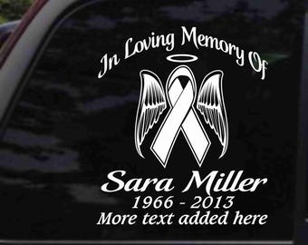 Memorial with Ribbon and Angel Wings Decal Sticker