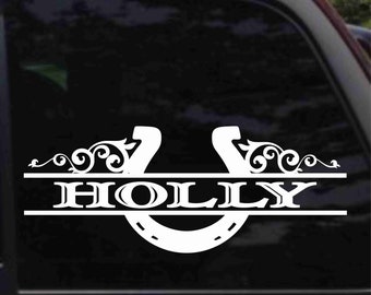 Calcomanía personalizada con nombre y herradura v2