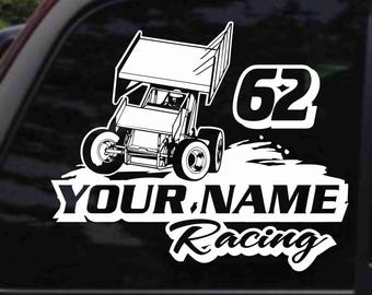 Personalized Sprint Car Racing v5 Decal Sticker