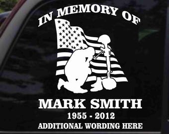 Fallen Soldier Memorial with Flag Decal