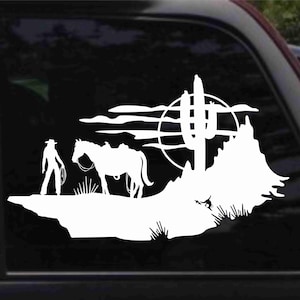 Cowgirl Western Scene Decal Sticker