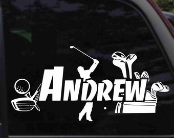 Personalized Golfer Name Decal Sticker