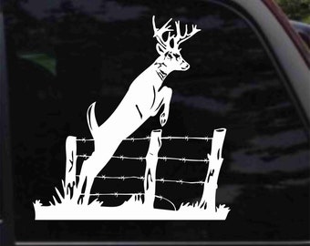Deer Jumping Fence Decal Sticker