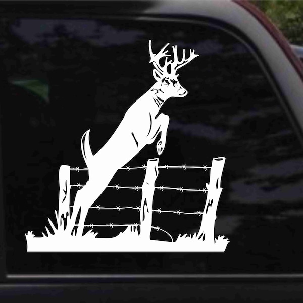 Deer Jumping Fence Decal Sticker