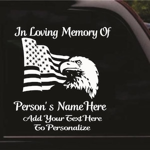 Memorial with Flag and Eagle Decal