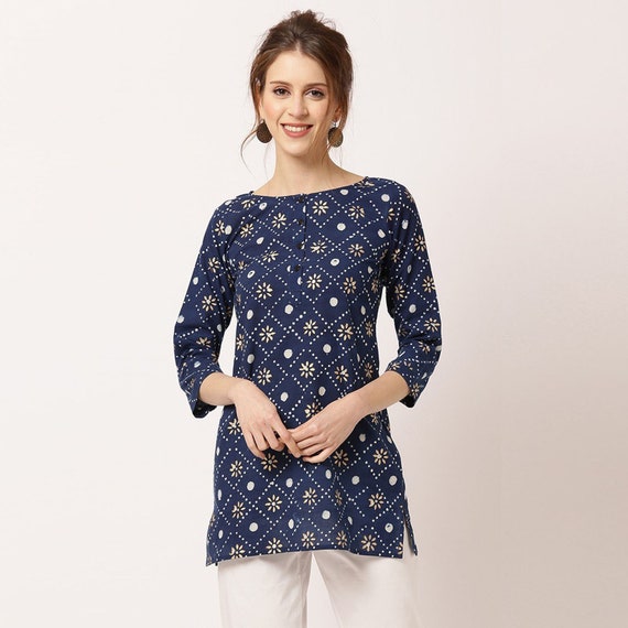leaf Hand Block Printed Ethnic Cotton Short Kurti Top at Rs 350/piece | Women  Cotton Tops in Jaipur | ID: 25928441648