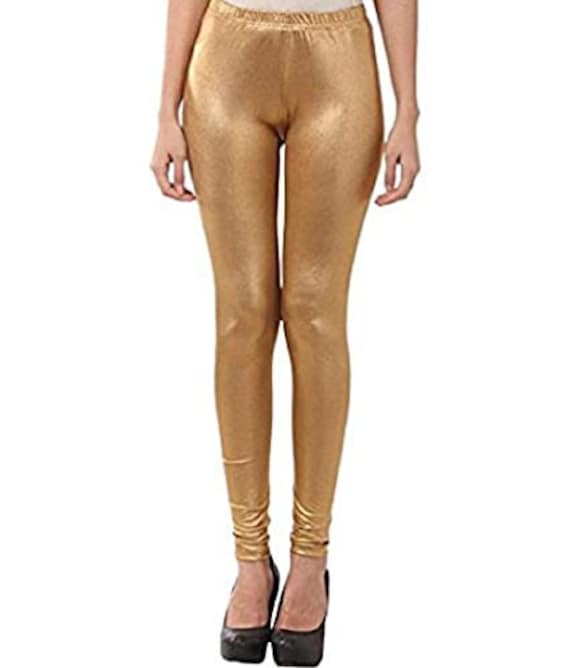 Indian- Churidar (Golden Shimmer) Leggings Bottom Stretchable Ethnic Yoga |  eBay