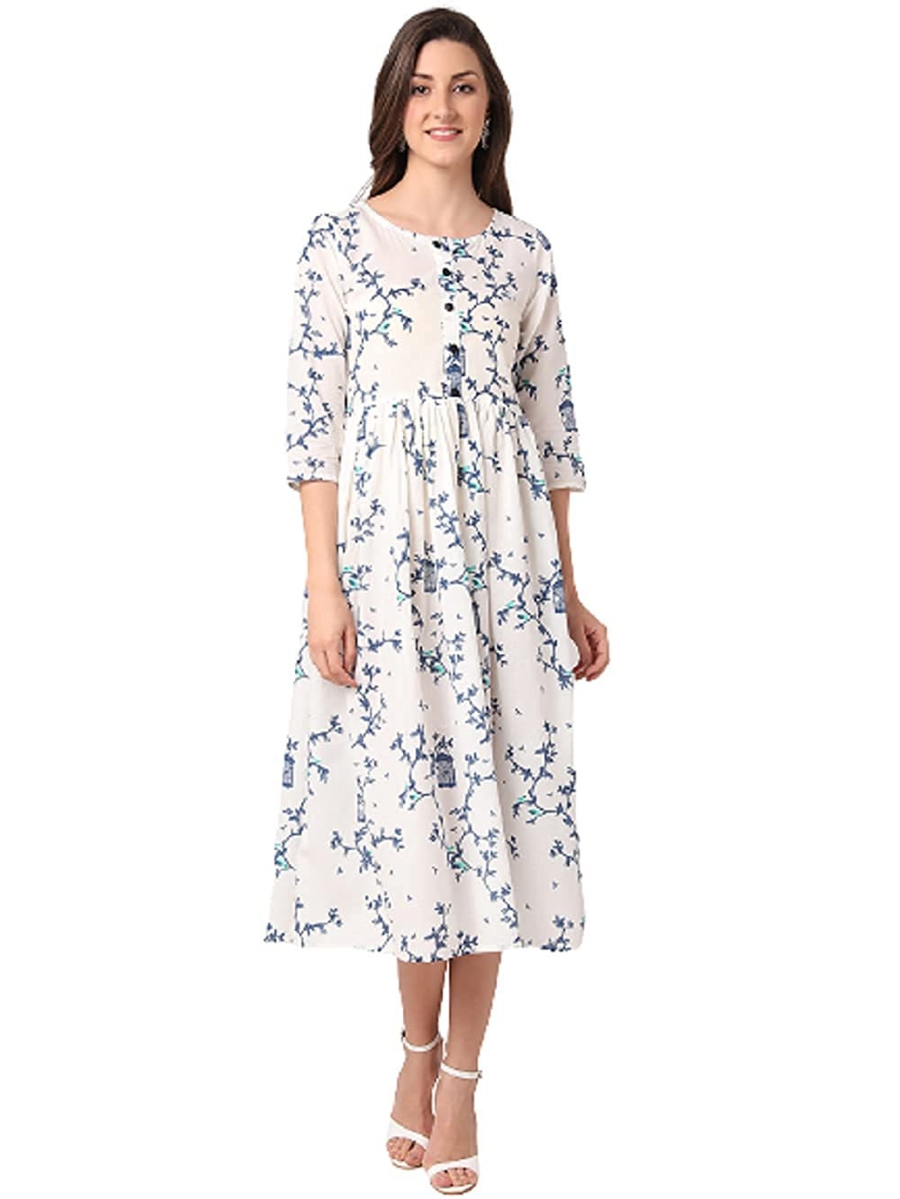 Women's cotton A-Line One-piece Western Dress Calf Long | Etsy