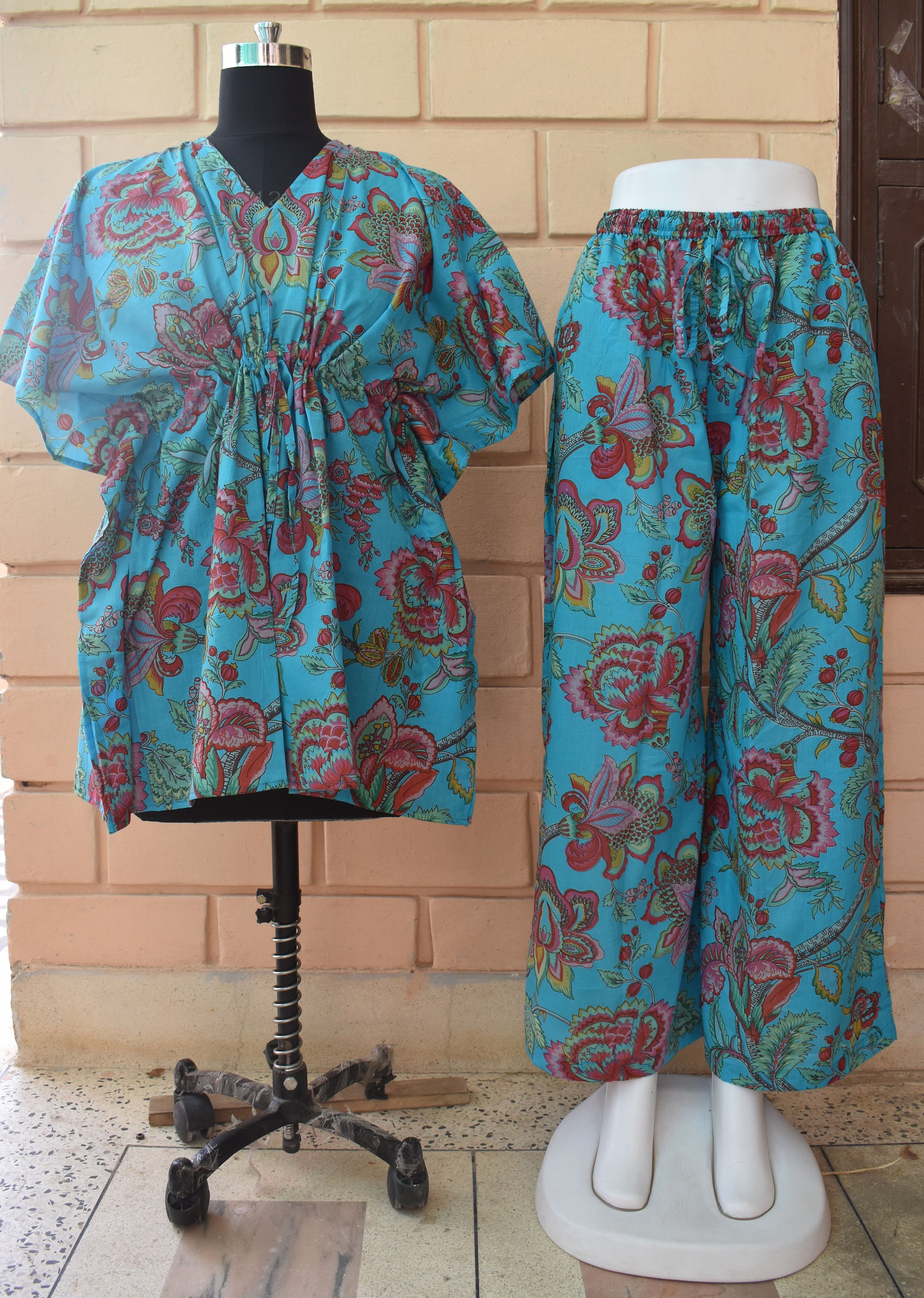 Fashionable Women's Cotton Floral Print Short Kaftan Top Etsy UK