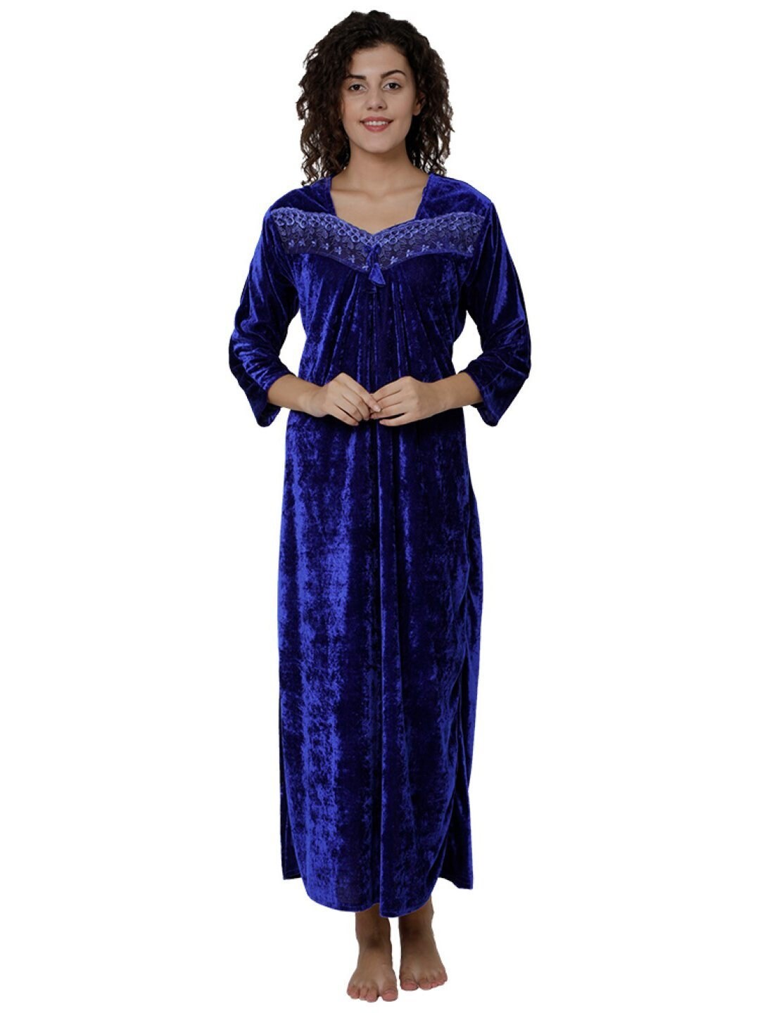 Women's Winter Velvet Full Sleeve Soft Sleepwear Nighty Etsy