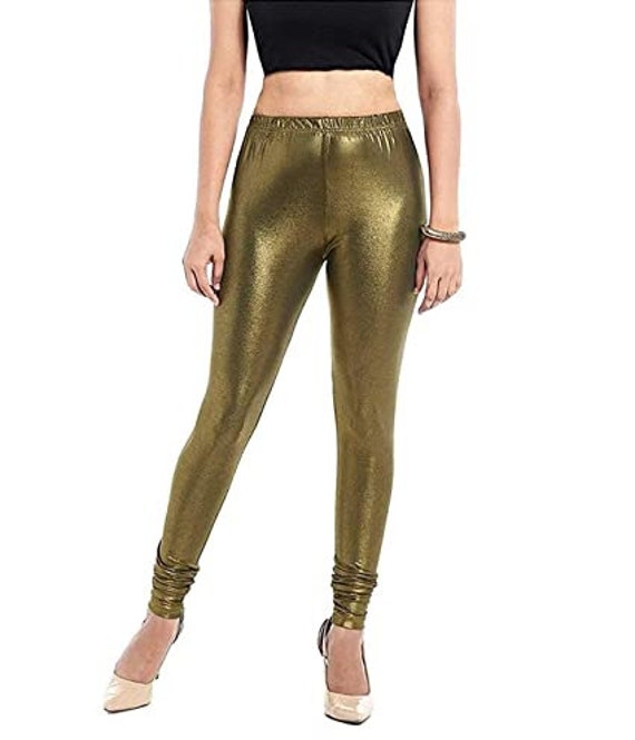 PINKSHELL Shimmer Legging With BlackGold Glittery Ankle Length Pajami, golden  shimmer/fency /trendy/party wear/ regular