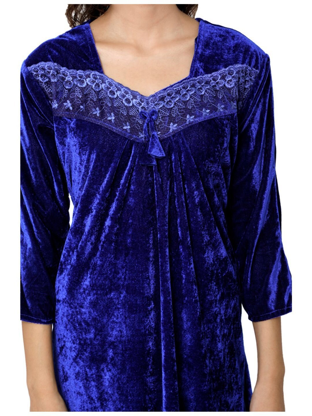 Pink Solid Velvet Winter Nighty main image 0