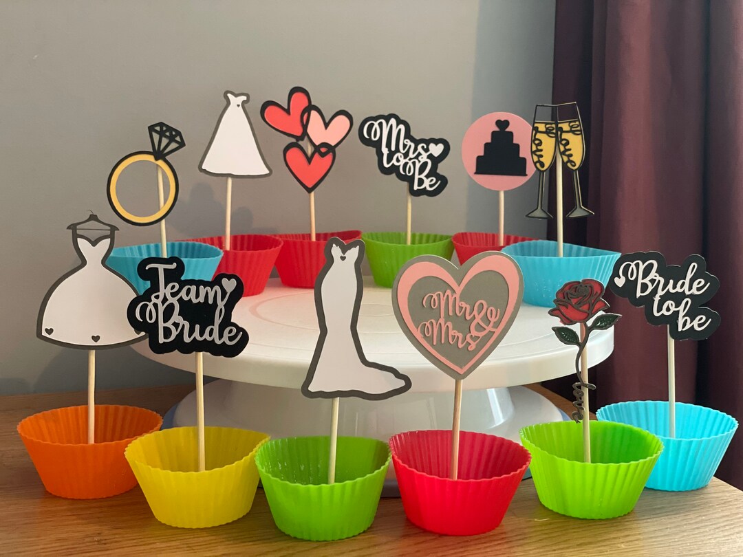 Bridal Shower Cupcake Toppers Etsy UK