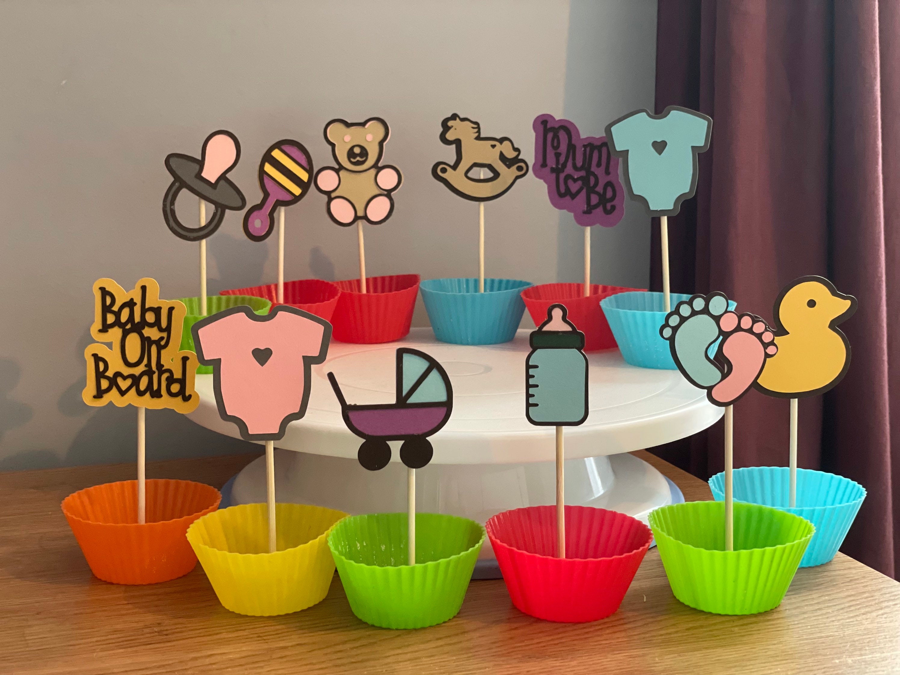 Baby Shower Cupcake Toppers Etsy UK