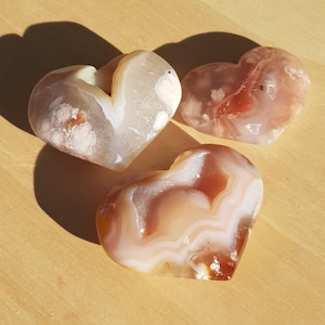 Flower Agate hearts, Crystal, Energy Crystals, Healing Crystals, Home Decor, Gemstones, Meditation, Gift, Gift for Her