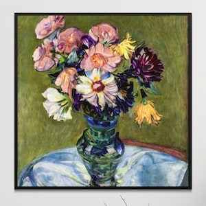 Green Vintage Botanical Painting Square Print - Modern Floral Digital Painting - Instant Download