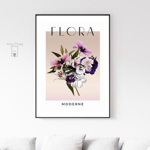 Colorful Flower Market Print - Trendy Floral Poster - Vintage Botanical Art - Digital Download