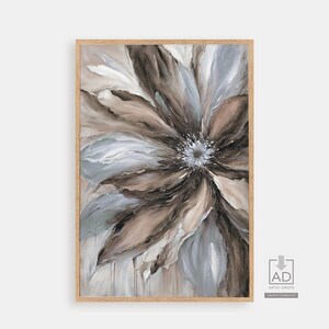 Neutral Flower Art Print: Large Botanical Wall Decor (Digital Download)