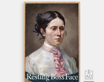 Vintage Woman Portrait: Historical Attire, Resting Boss Face (Digital Download)