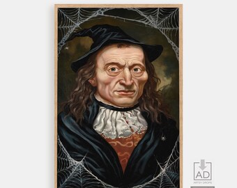 Impresión artística de retrato de mago oscuro: decoración de pared de fantasía gótica (descarga digital)