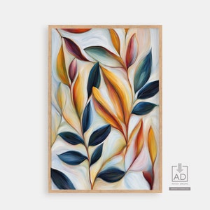 Colorful Abstract Leaf Art, Digital Download, Modern Art Print, Vibrant Wall Decor, Contemporary Botanical Artwork, Home Office Decor