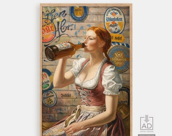 Vintage Oktoberfest Beer Poster: Bavarian Pub Art (Digital Download)