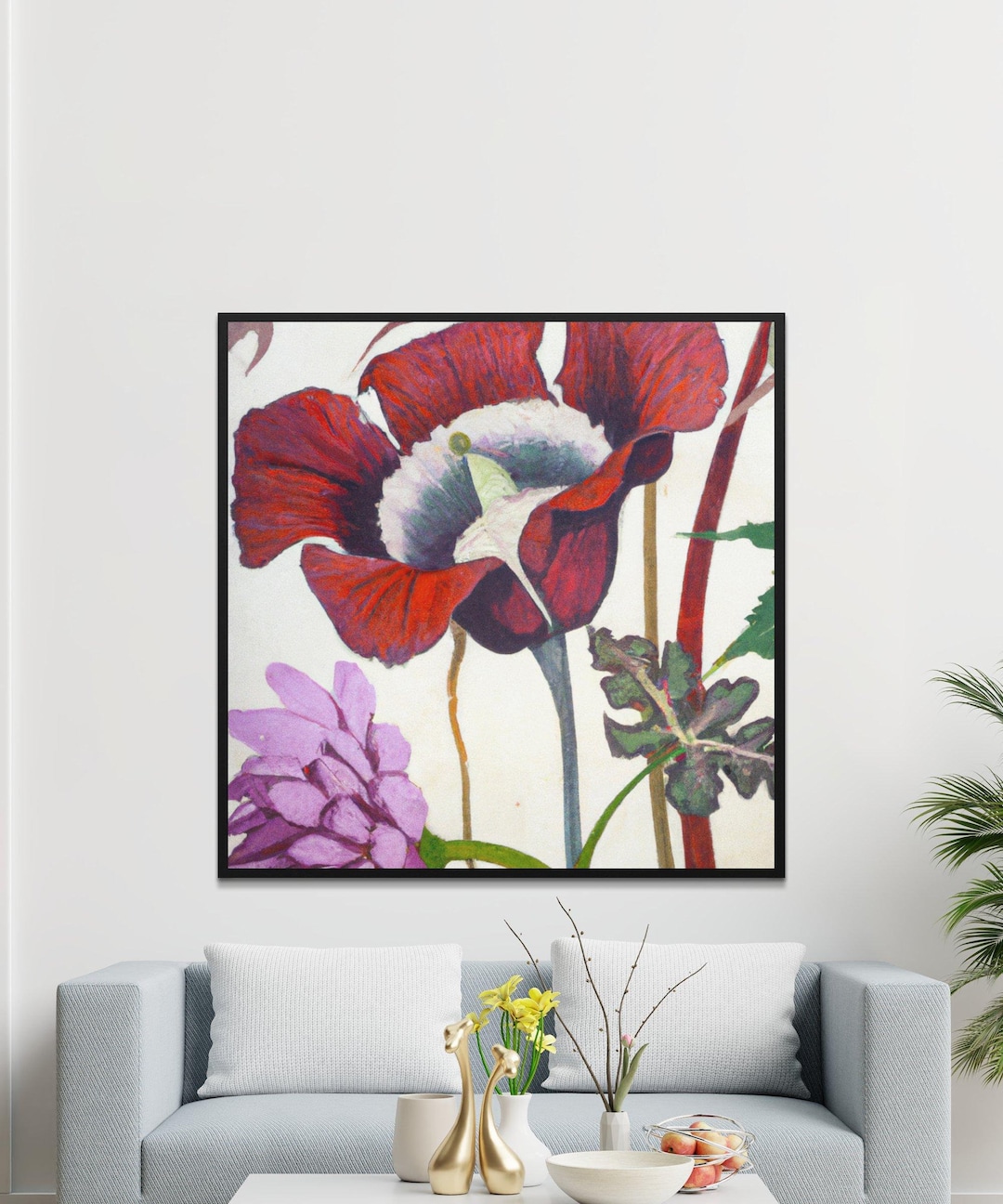 Square Floral Wall Art Print Printable Modern Abstract 169 - Etsy