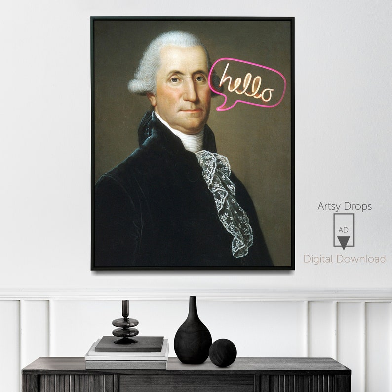 a painting of a man with a speech bubble