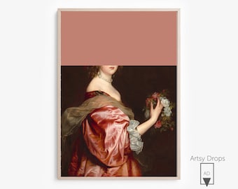 Altered Vintage Portrait Painting: Feminine Woman Art (Downloadable Print)
