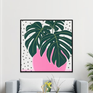 Floral Palm Tree Wall Art - Modern Square Print - Abstract Floral Design