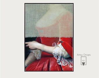 Gewijzigde vintage portretschilderij afdrukbare kunst Download portret detailafdruk